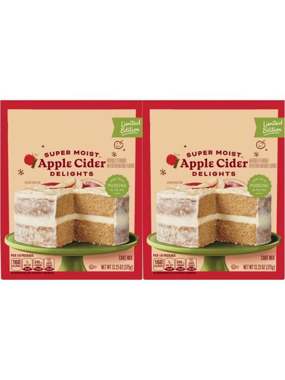 Delicious Apple Cider Cake Mix - 2 Pack, Perfect for Fall Baking & Treats